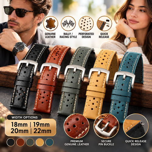 Genuine leather racing - leather, watch