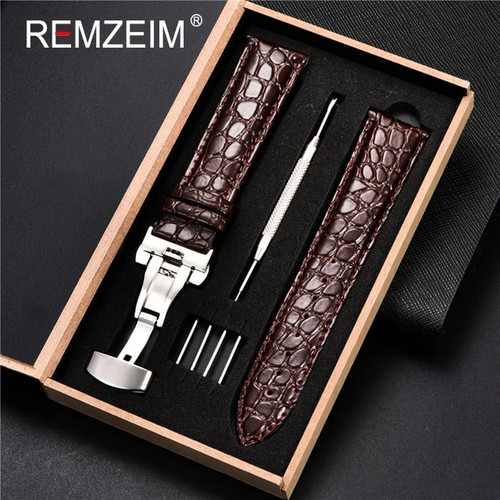 Embossed leather watch strap - embossed,