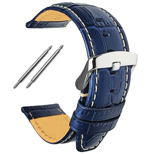 Blue genuine leather - genuine, alligator