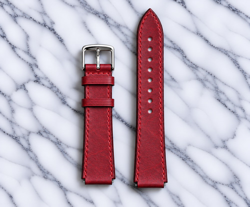 Red genuine leather watch - red,
