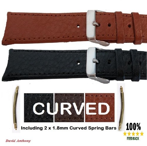 Curved end leather watch - watch, strap