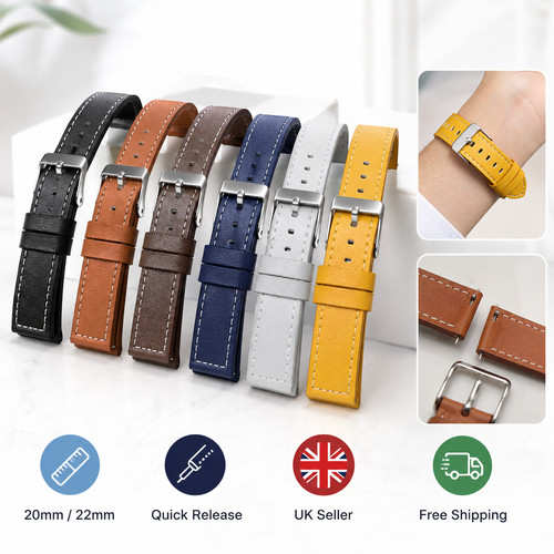 Leather watch strap 22mm - leather,