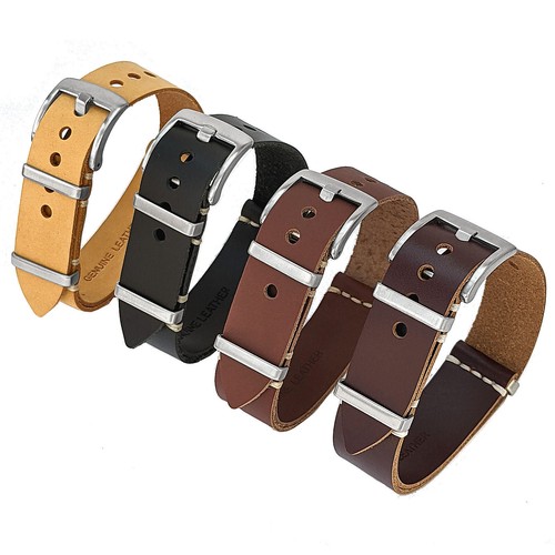 Genuine leather stitched nato - genuine,