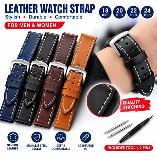 Leather watch strap - watch,