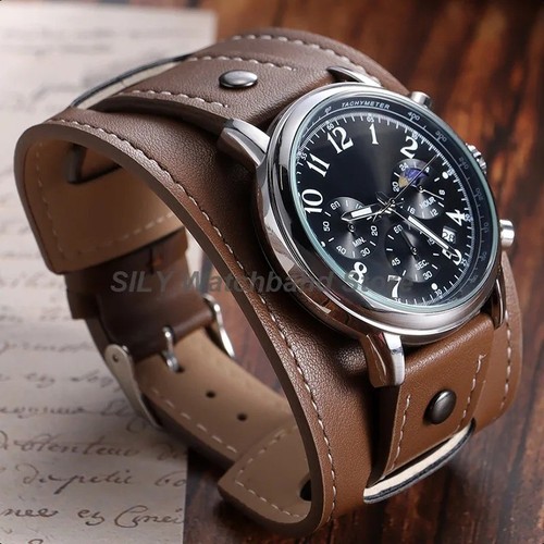 Men military leather watch - men’s,