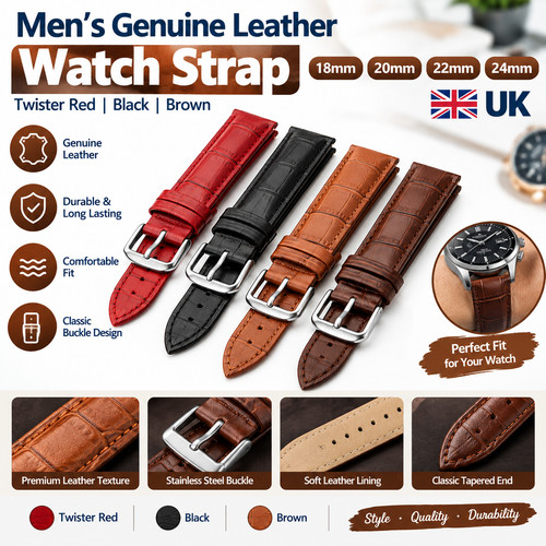 Mens genuine leather watch - mens,